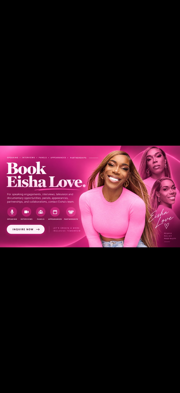 Book Eisha Love for speaking, interviews, panels, appearances and partnerships